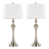 Flint - Contemporary Table Lamp Built In USB Port (Set of 2) - Nickel / White Slub