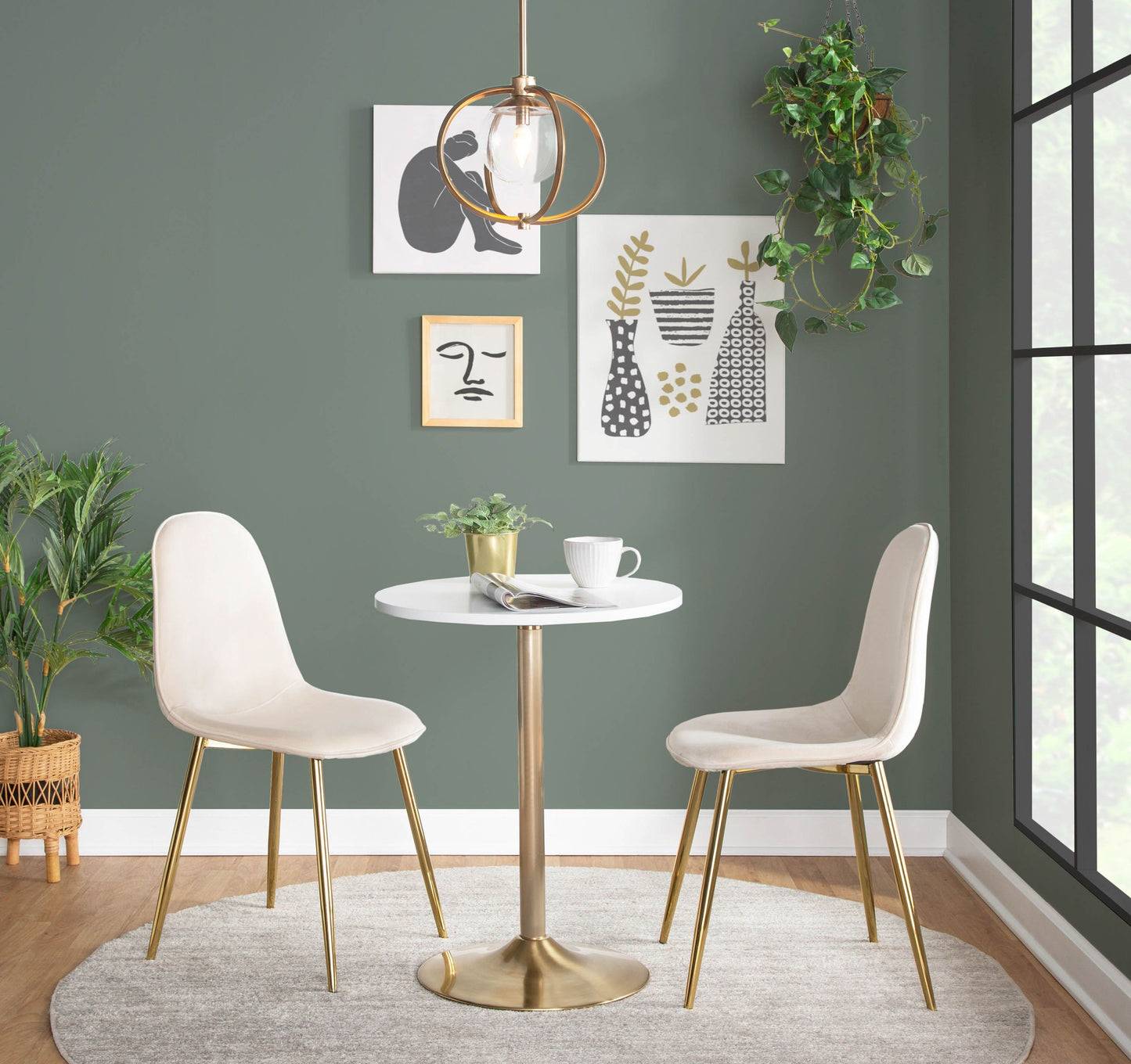 Pebble - Contemporary / Glam Adjustable Dining Or Bar Table - Gold / White