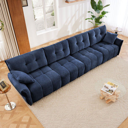 Modern 4 Seater Sofa Frame In Premium, High Resilience Cushions, Versatile Seating - Blue