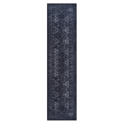 Maval - 2'6'' X 10' Washable Runner Rug - Black / Gray