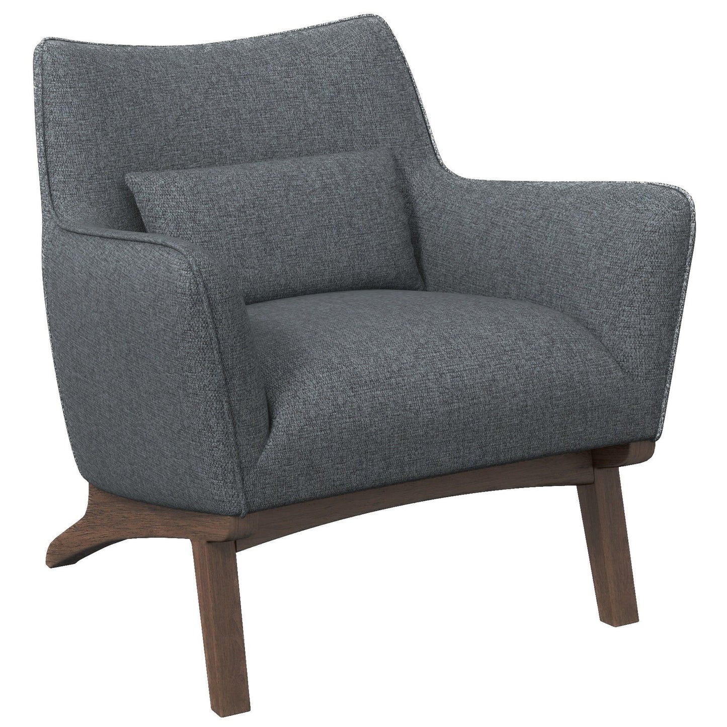 Brayden - Mid-Century Modern Side Linen Armchair - Gray / Wood