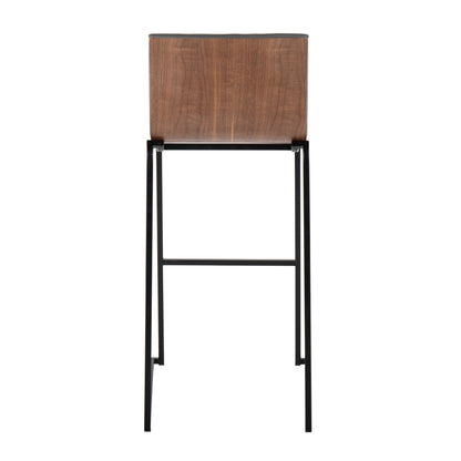 Mason Mara - Contemporary Fixed Height Barstool (Set of 2) - Black / Walnut / Gray