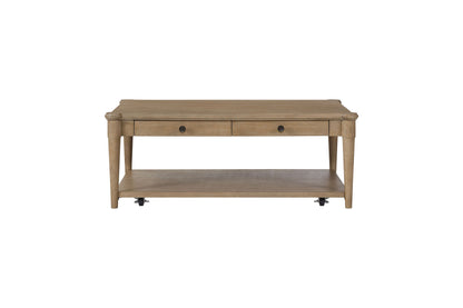 Cocktail Table With Two Storage Drawers And Casters - Sand