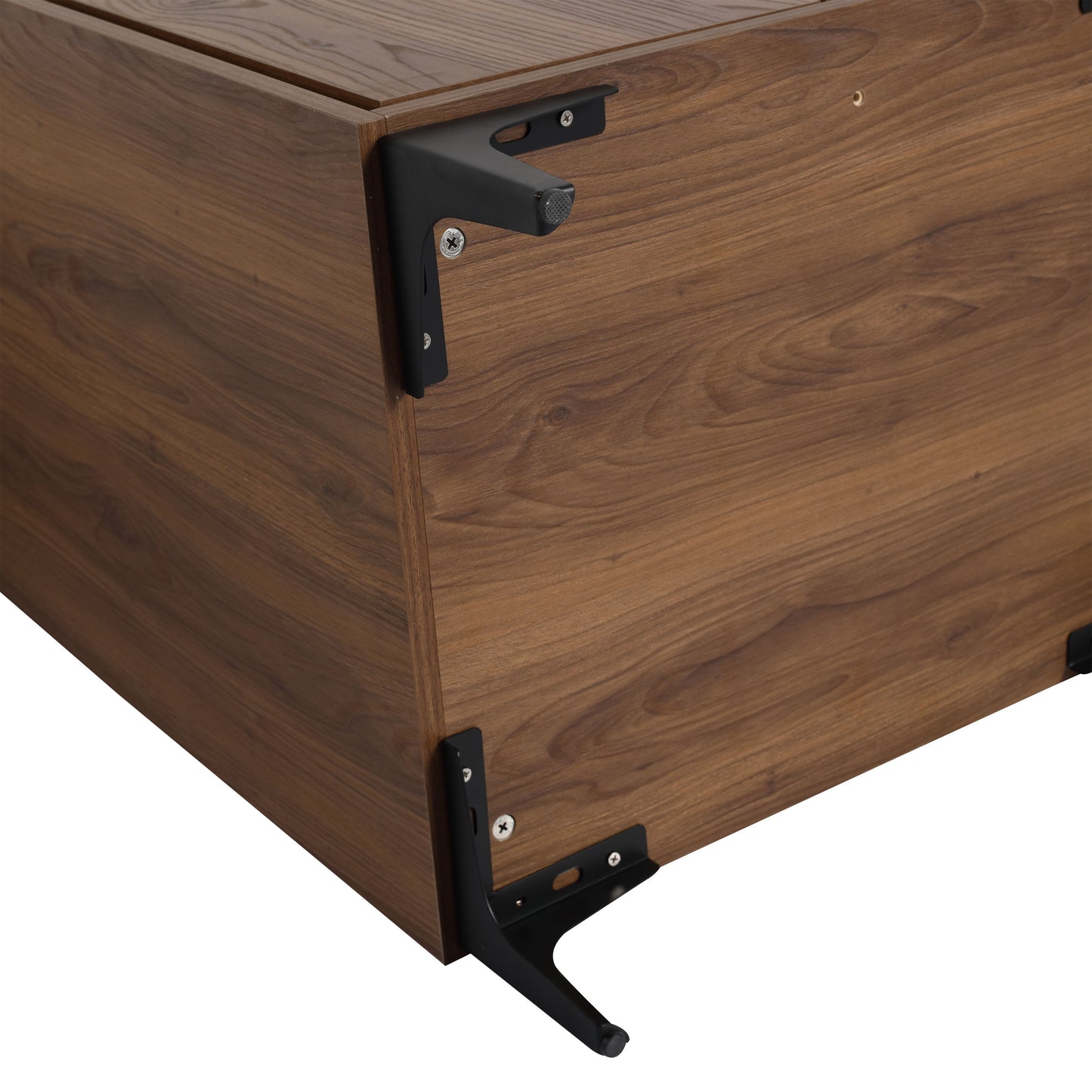 Modern 24'' Bathroom Vanity With Top Sink Storage Cabinet - Brown