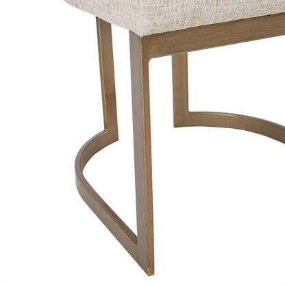 Contemporary Modern Accent Dining Chairs With Antique Gold Metal Frame (Set of 2) - Cream