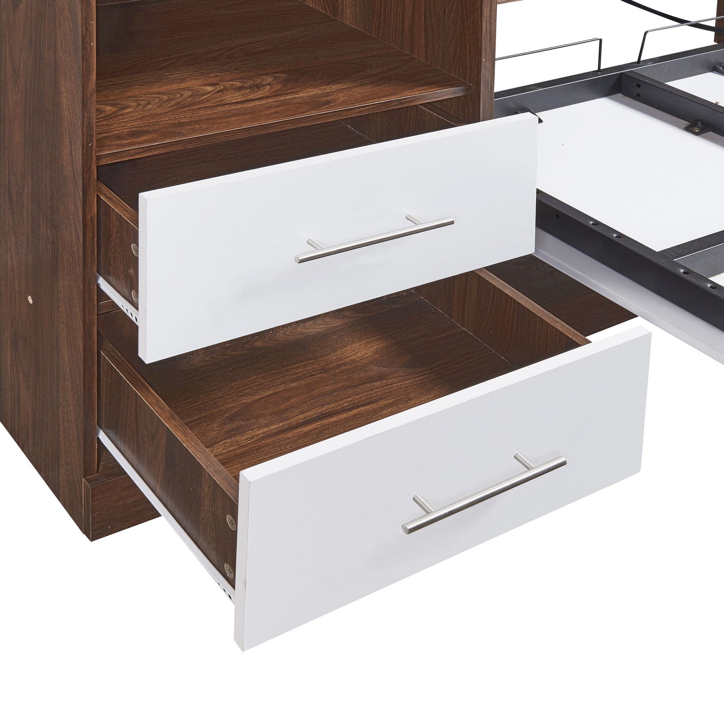 Twin Size Murphy Wall Bed With Cabinet - White