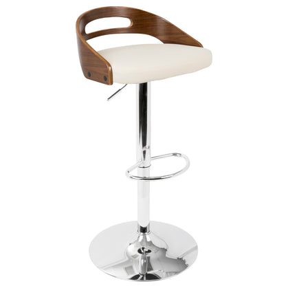 Cassis - Mid-Century Modern Adjustable Barstool With Swivel - Walnut / Cream