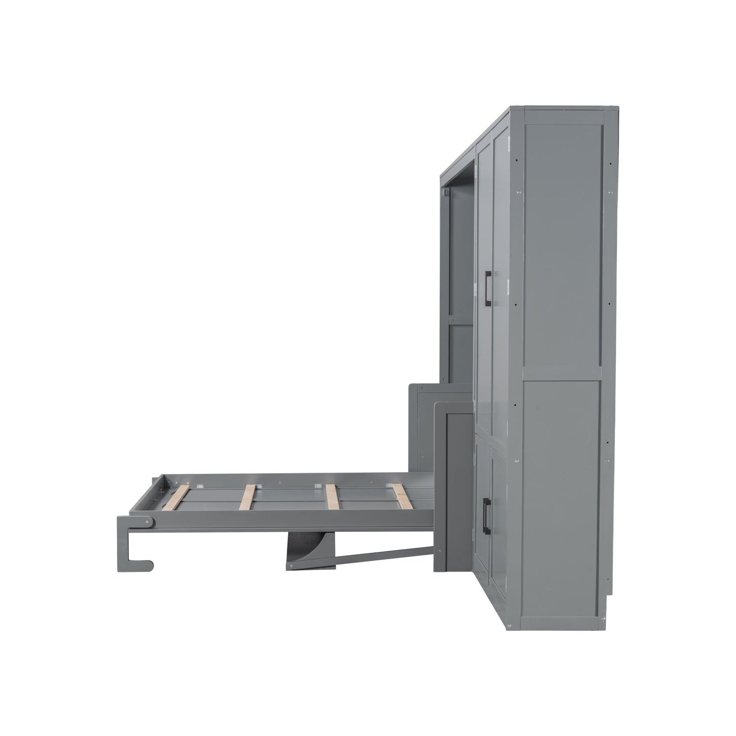 Queen Size Murphy Elegant Wall Bed With Closet - Gray