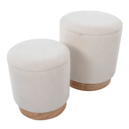Marla - Contemporary Nesting Ottoman Set - Natural / Cream