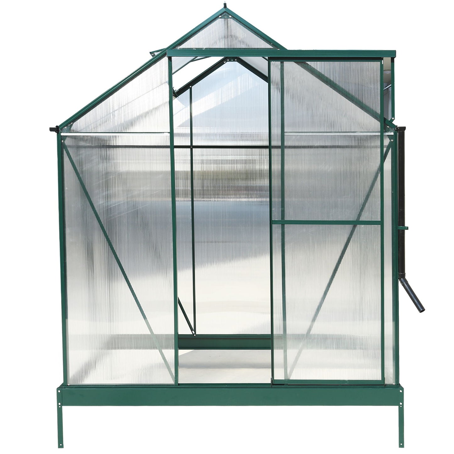 6.3'x4.2'x7' Polycarbonate Greenhouse, Heavy Duty Outdoor Aluminum Walk-In Green House Kit With Rain Gutter, Vent And Door For Backyard Garden - Green