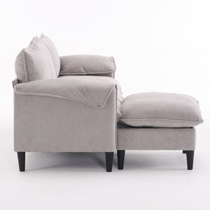 Convertible Combination Sofa, Sofa L Shaped, Sofa With Footstools With Storage Sofa For Living Room, 3 Seater Combination Sofa - Beige