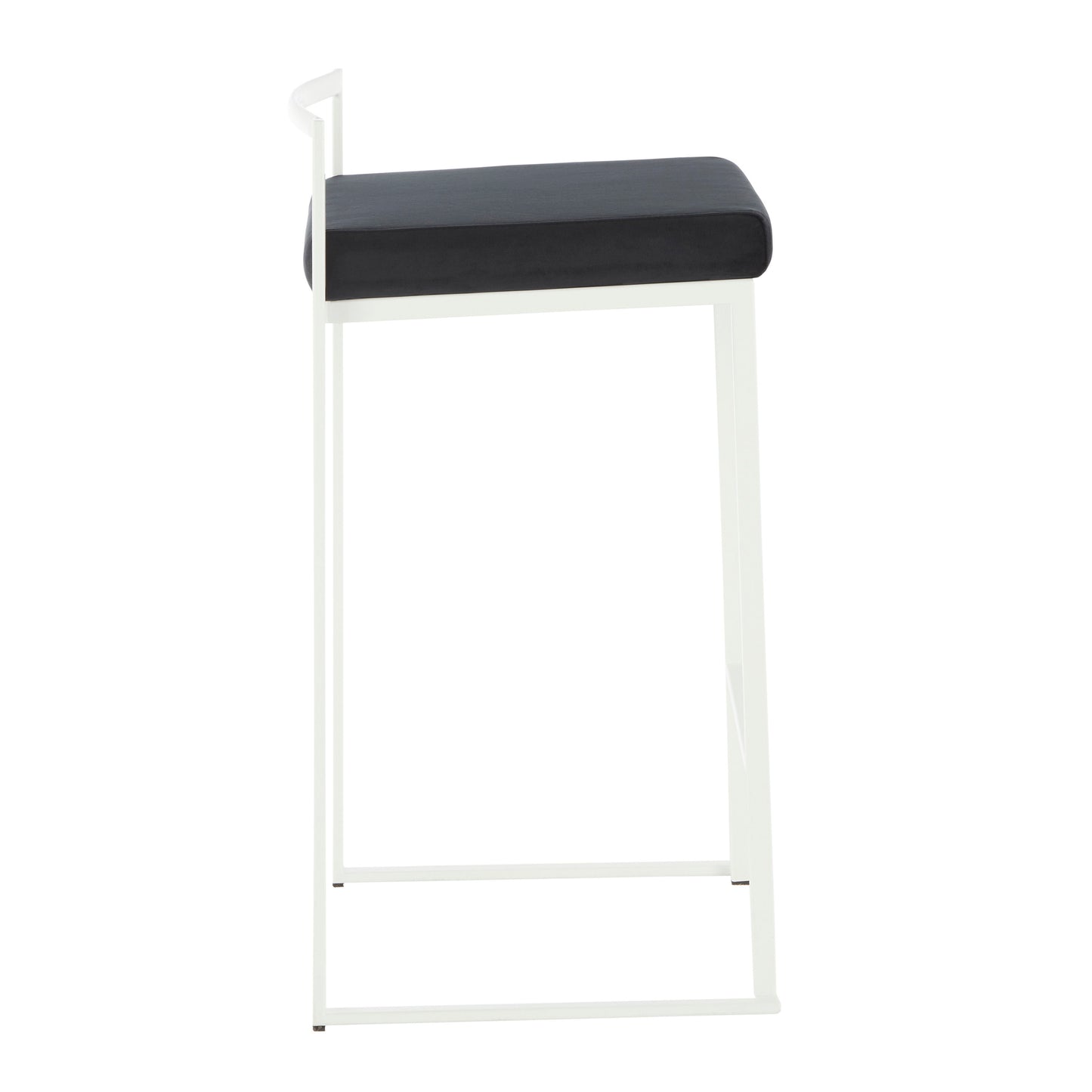 Fuji - Contemporary Stackable Counter Stool (Set of 2) - White / Black - Velvet