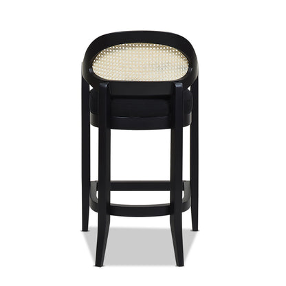 Americana - Mid-Century Modern Cane Back Counter Stool - Jet Black