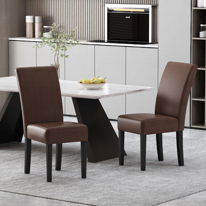 Contemporary Dining Chair (Set of 2) With Upholstery And Rubberwood Legs - Dark Brown