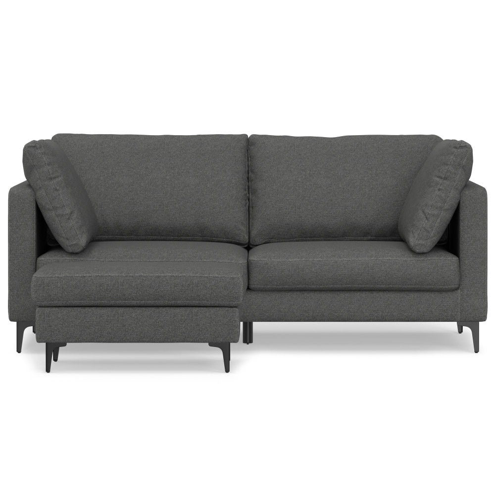 Ava - Mid Century Sofa With Ottoman Set, Upholstered - Dark Gray