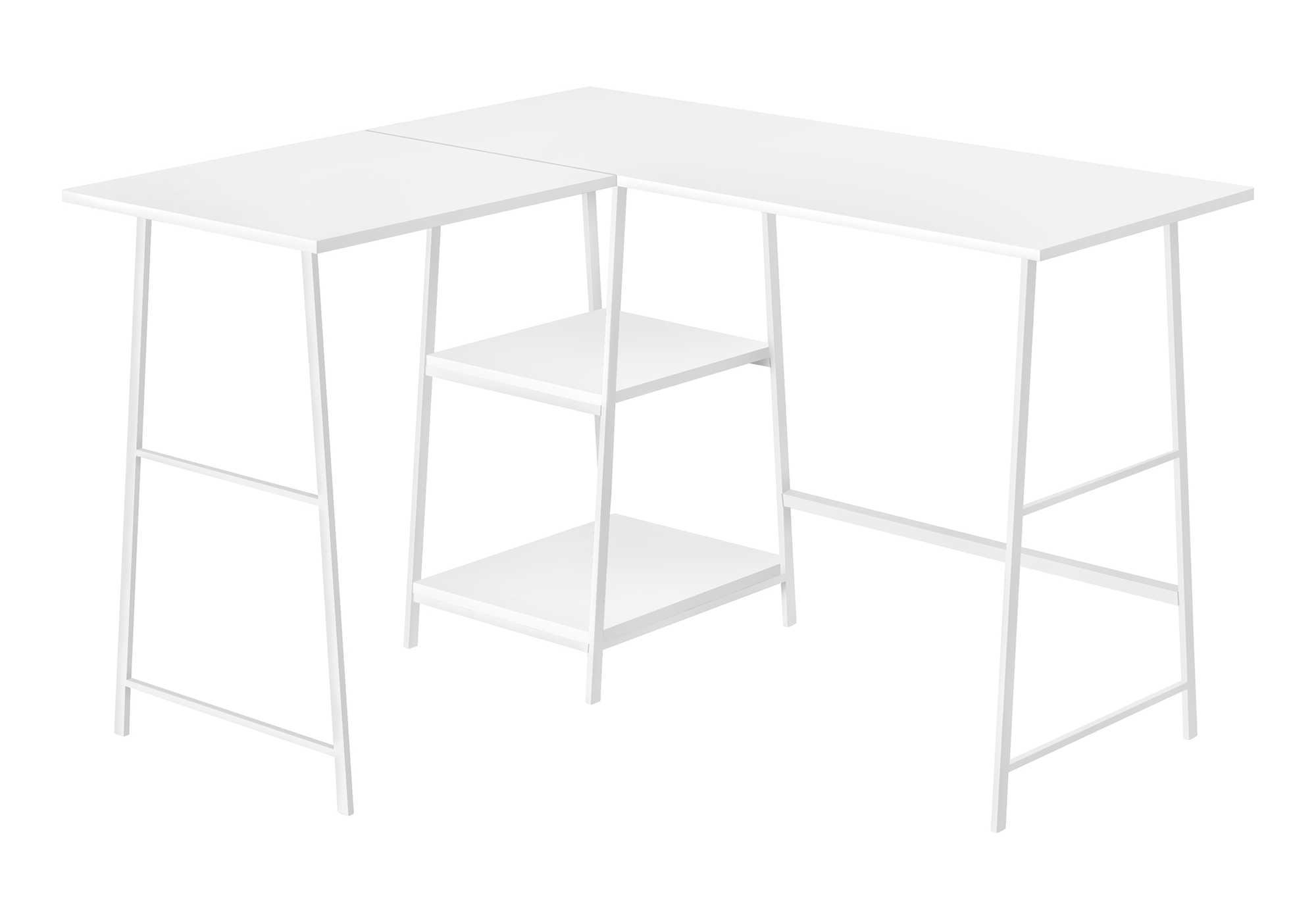 Computer Desk, Home Office, Corner, Storage Shelves, L-Shape, Work, Laptop, Contemporary, Modern - White