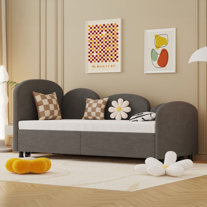 Modern Twin Size Upholstered Daybed With Additional Bed Frame - Dark Gray