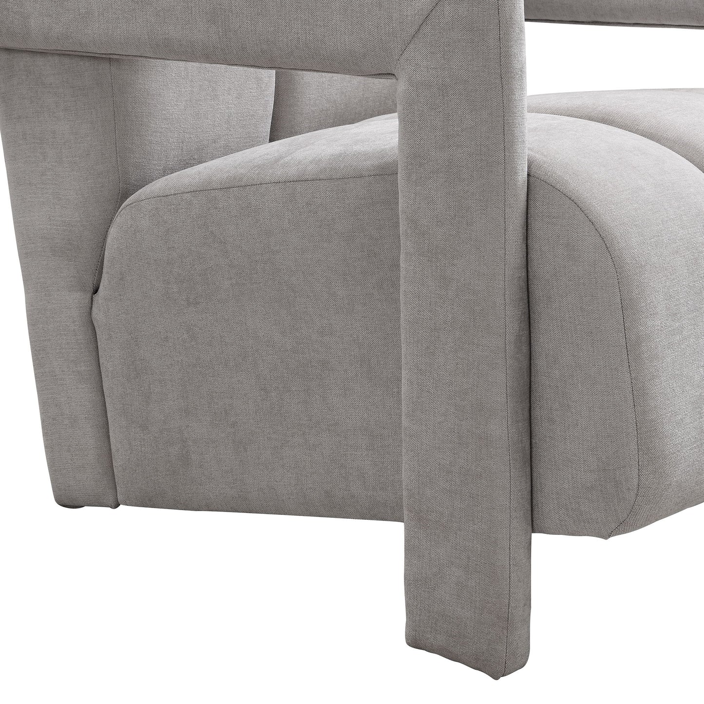 Modern Minimalist Leisure Armchair With L Shaped Armrests For Living Room - Gray