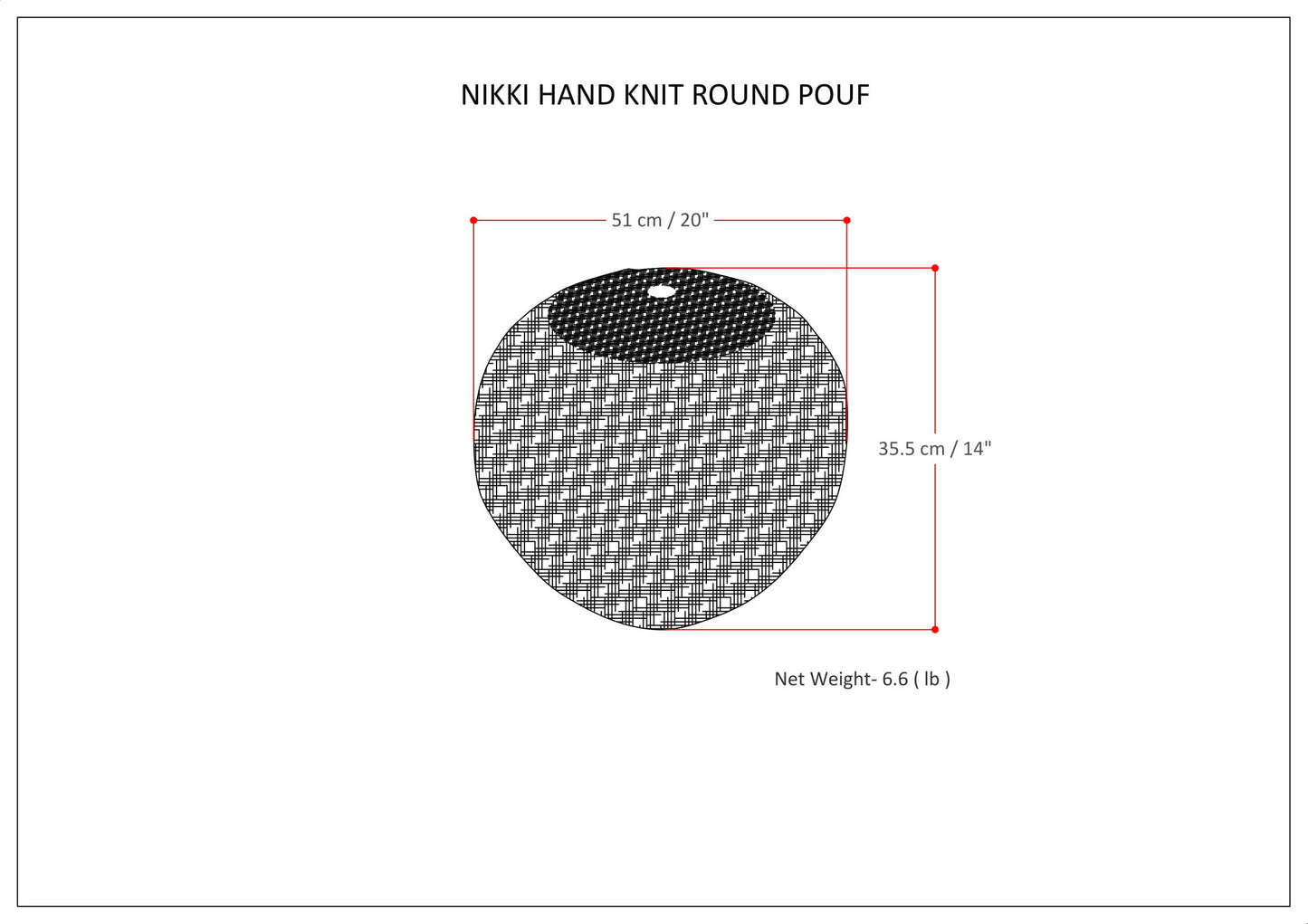 Nikki - Hand Knit Round Pouf - Blue / Navy Blue
