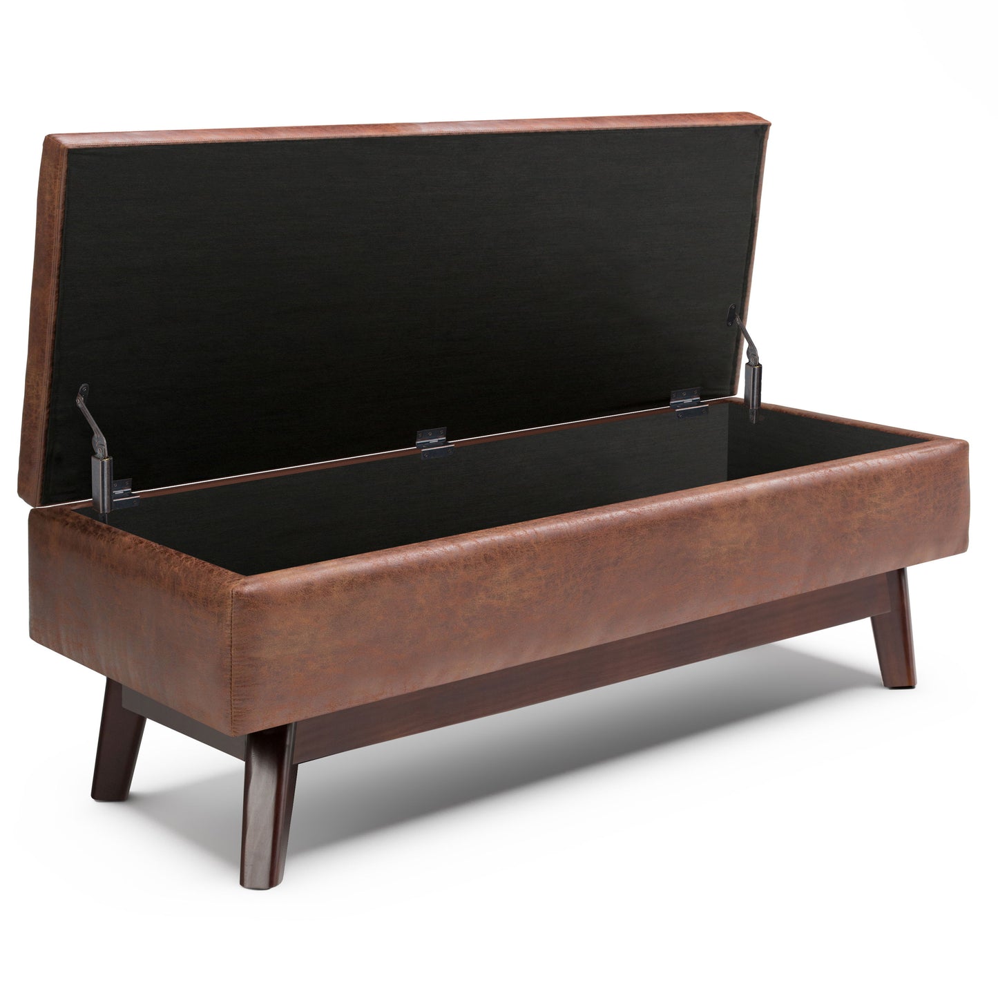 Owen - Rectangular Storage Ottoman - Distressed Saddle Brown