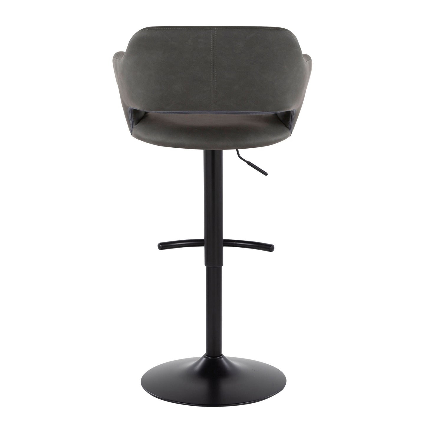 Margarite - Contemporary Adjustable Barstool With Swivel With Rounded T Footrest (Set of 2) - Black / Gray