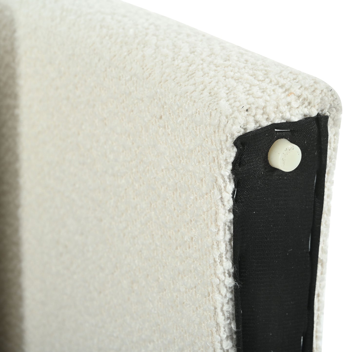 Modern Boucle Upholstered Accent Chair Luxurious Comfort & Sturdy Support, Solid Wood Frame - Ivory