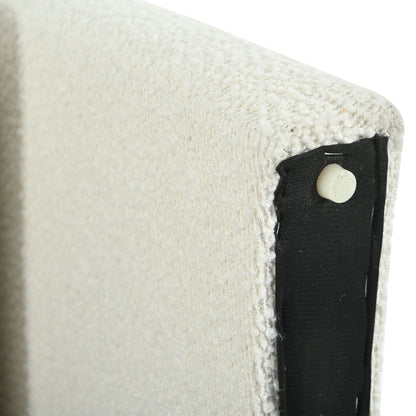 Modern Boucle Upholstered Accent Chair Luxurious Comfort & Sturdy Support, Solid Wood Frame - Ivory