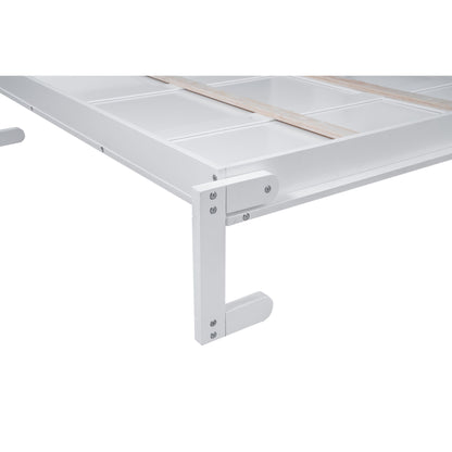 Queen Size Murphy Wall Bed With Shelves And LED Lights - White