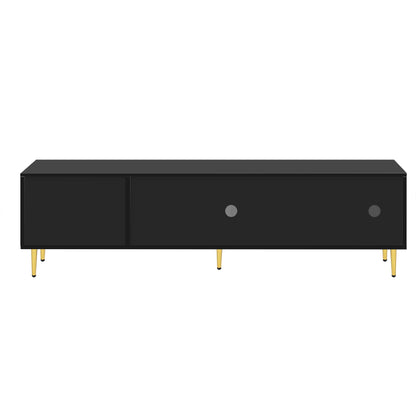 Modern TV Stand For Up To 70" TV, Entertainment Center TV Media Console Table, With 3 Shelves And 2 Cabinets, TV Console Cabinet Furniture For Living Room - Black