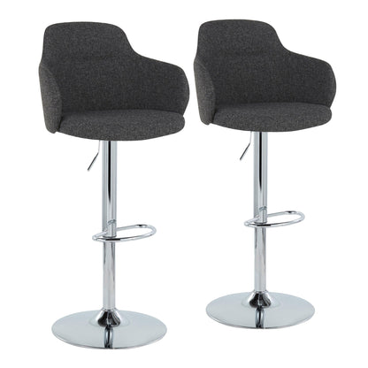 Boyne - Contemporary Adjustable Barstool With Swivel With Oval Footrest (Set of 2) - Chrome / Dark Gray