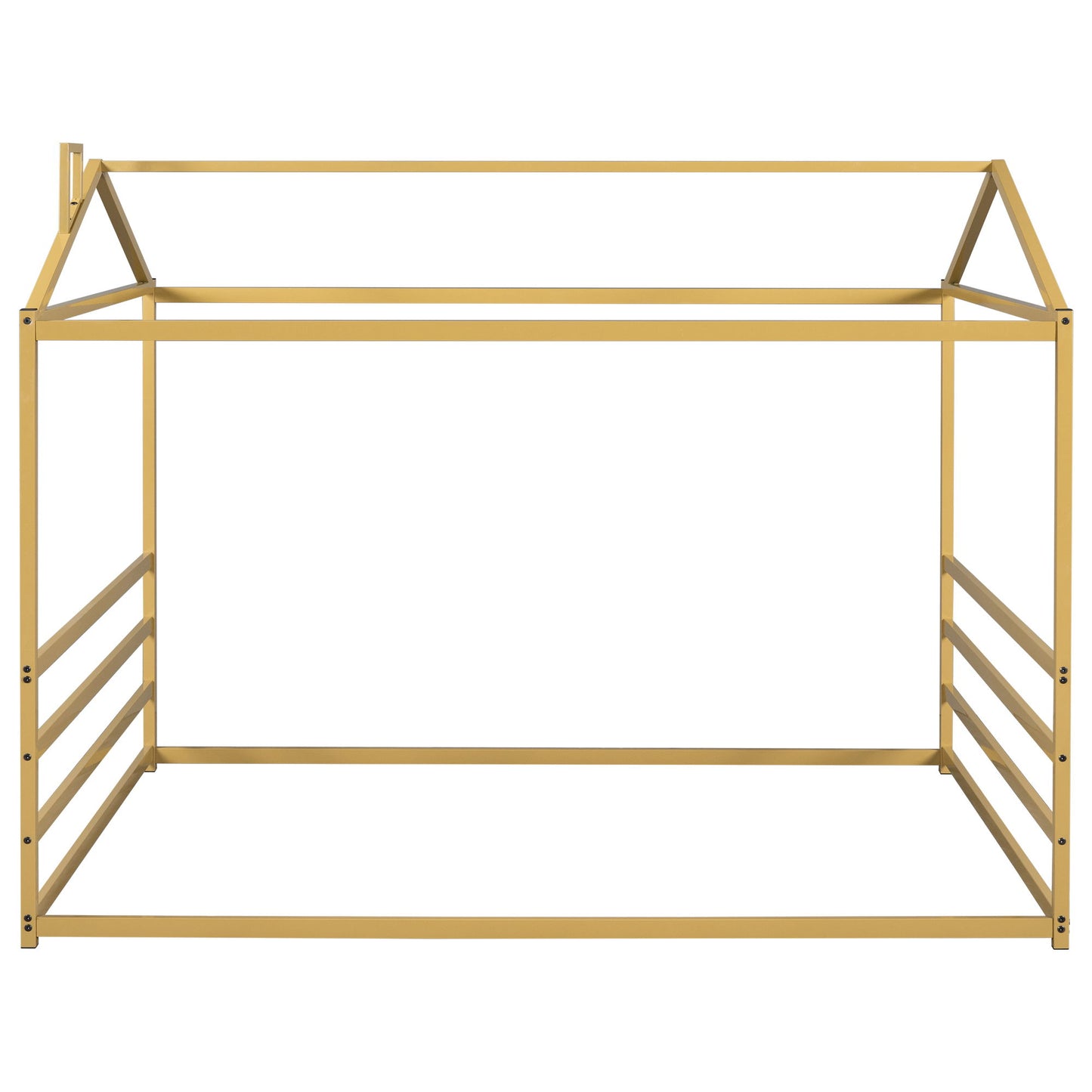 Queen Metal House Shape Platform Bed - Gold