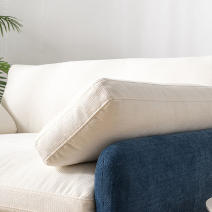 Oversized Single Sofa Chair Wide And Deep Seat, Modern Upholstered Comfy Blocking Couch Lounge With Pillows - Blue / Cream