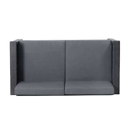 Acacia Wood Loveseat And Coffee Table Set With Cushions - Gray