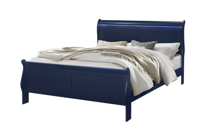 Charlston - King Bed With LED - Blue