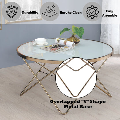 Valora - Glass Top Coffee Table - Champagne