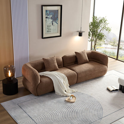 Sectional Sofa With Durable Fabric, Solid Wood Frame, And High Density Sponge Fill - Camel
