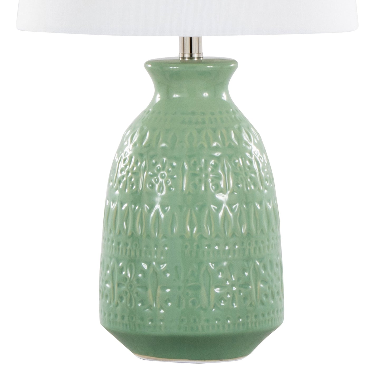 Claudia - Contemporary Lamp (Set of 2) - Sage Green / Polished Nickel / White