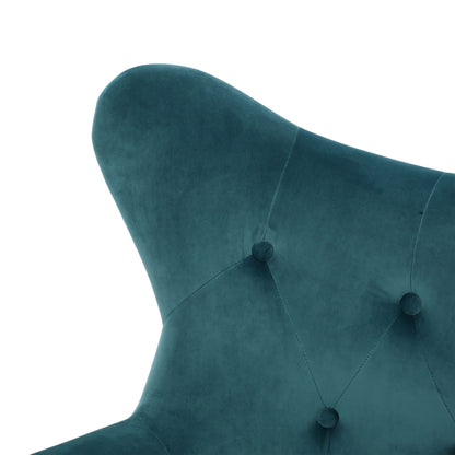 Alyssa - Velvet Arm Chair With Wingback Design - Teal