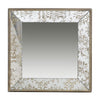 Antique Square Mirror With Floral Accents Decorative Display Tray, Hanging Mirror, Traditional Home Decor - Silver