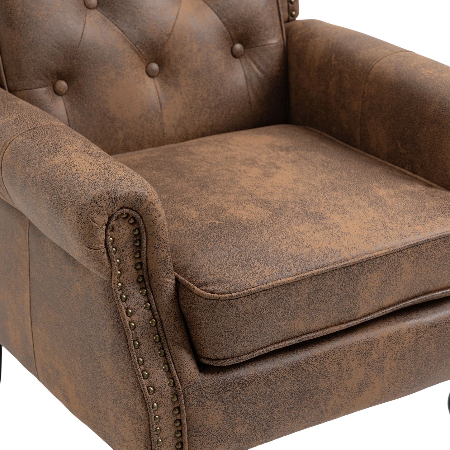 Modern Wood Frame Armchair With Sturdy Wood Legs And Microsuede Upholstery For Living Room