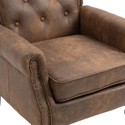 Modern Wood Frame Armchair With Sturdy Wood Legs And Microsuede Upholstery For Living Room