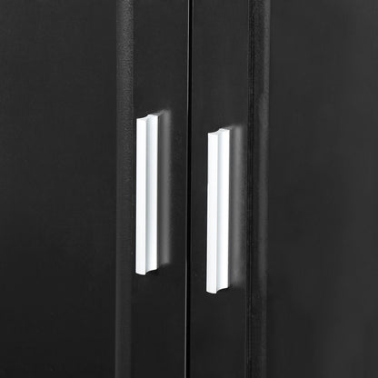 Tall Bathroom Storage Cabinet, Cabinet With 2 Doors And Drawers, Adjustable Shelf - Black