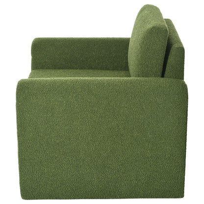 Modern Boucle Upholstered Accent Chair Sturdy Support & Luxurious Comfort Solid, Manufactured Wood - Green