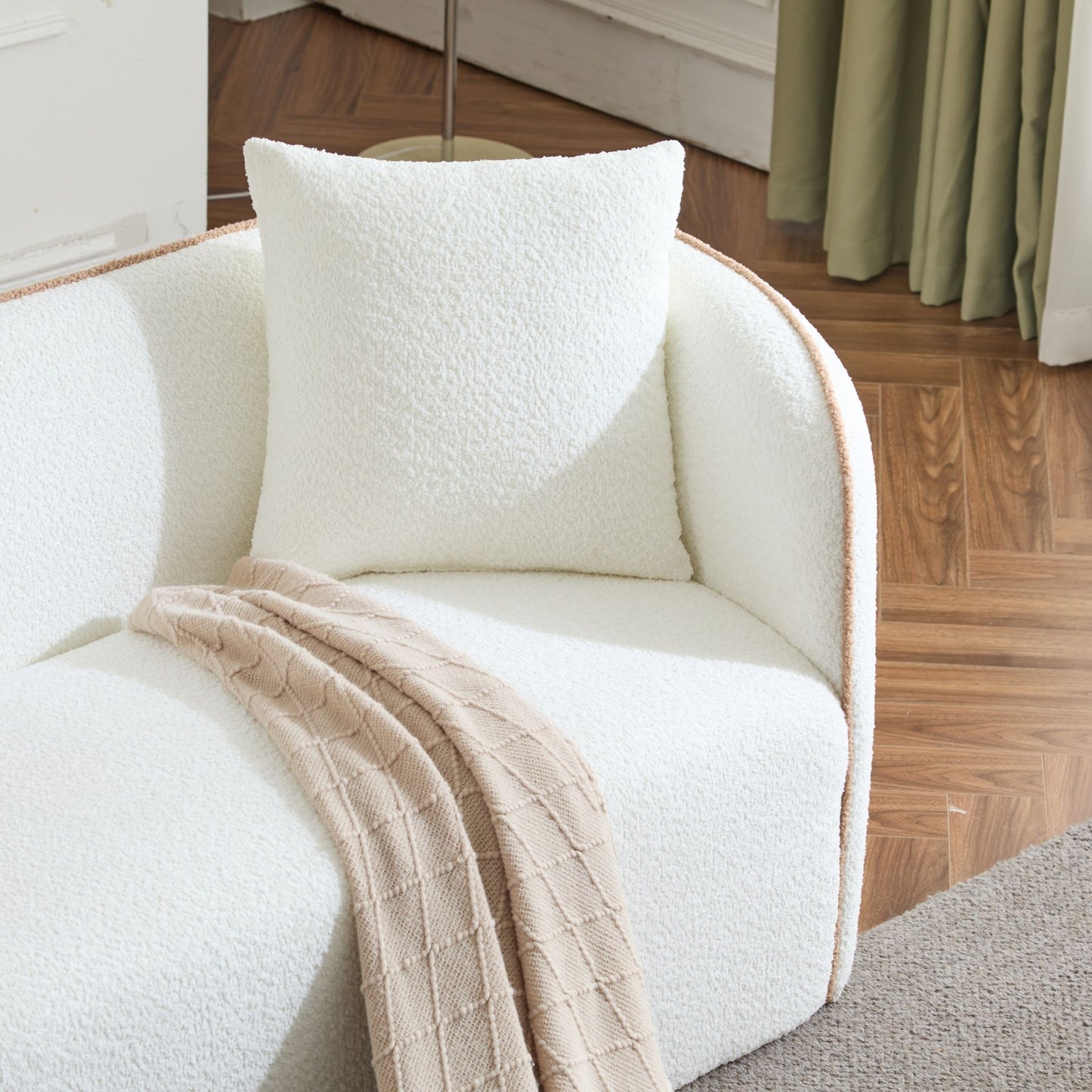 Coral - Curved Sofa, 3 Seater, Living Rooms, Bedrooms, Apartment Office - White