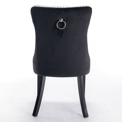 Nikki - Modern, High-End Tufted Solid Wood Contemporary And Velvet Upholstered Dining Chair With Wood Legs Nailhead Trim (Set of 2) - White / Black
