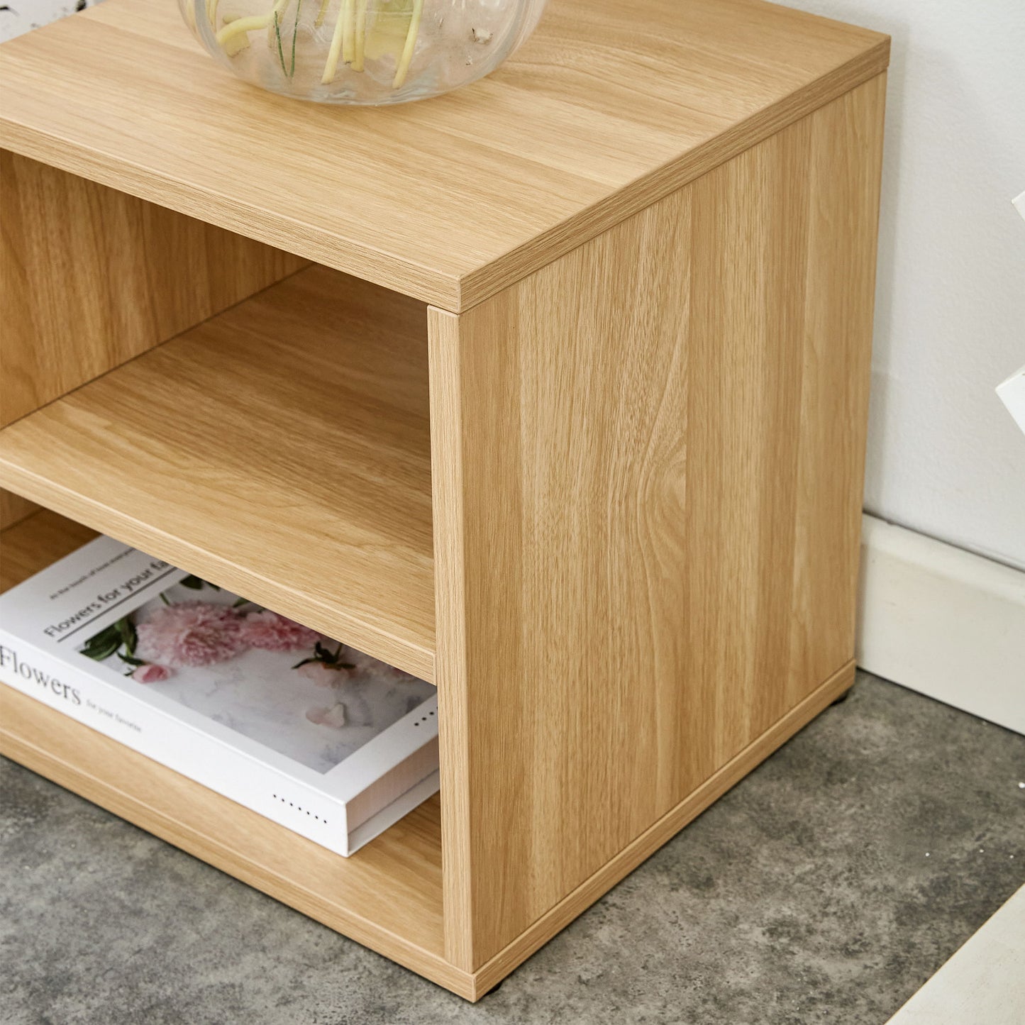 2 Piece Cube TV Stand And L Shaped Entertainment Center With Open Storage And 2 Shelves - Burly Wood