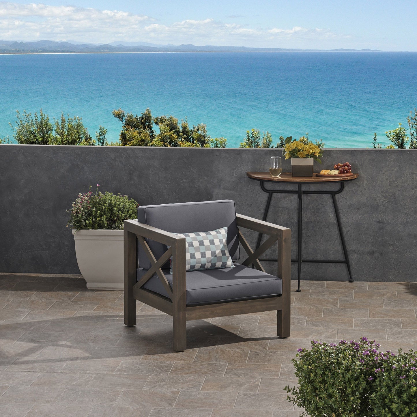 Brava - Modern Club Chair With Water Resistant Cushions - Gray
