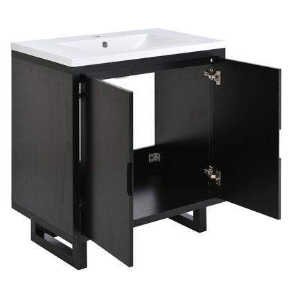 Bathroom Vanity Set With Sink, Combo Cabinet, Bathroom Storage Cabinet, Solid Wood Frame - Black