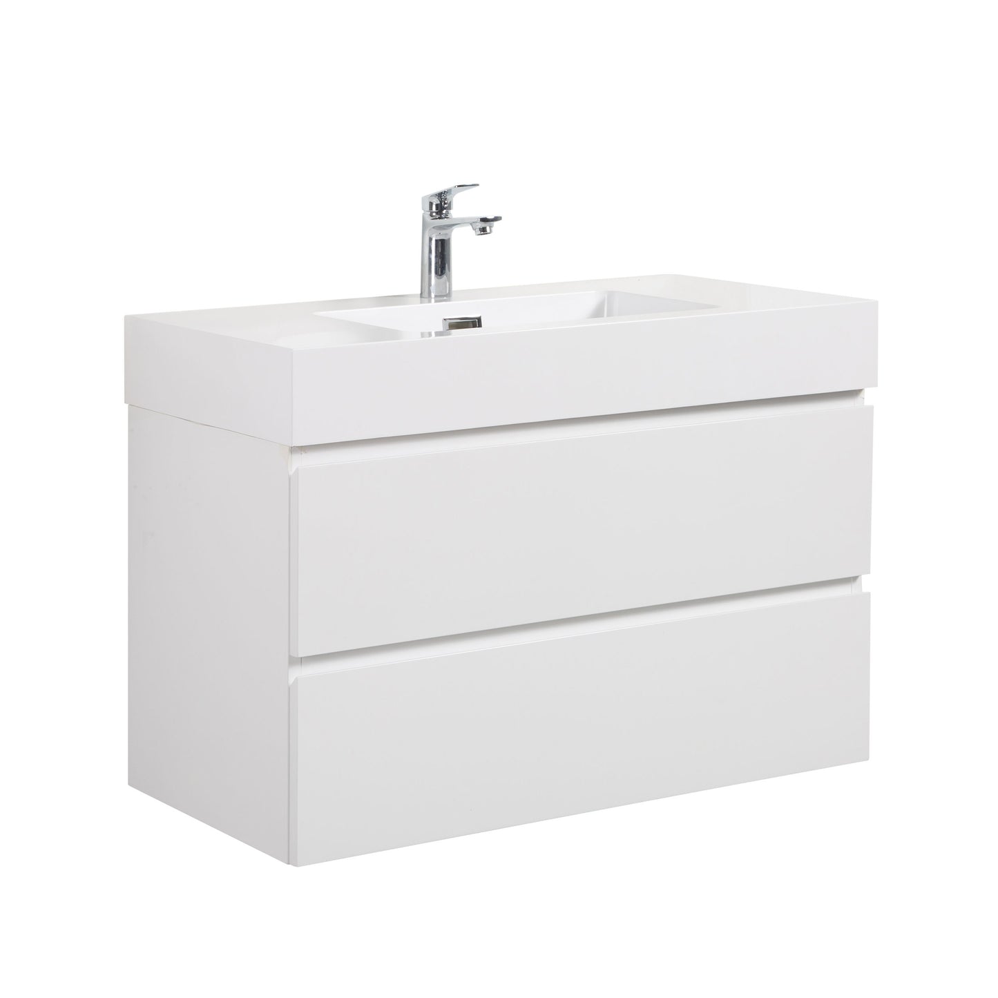 Alice - 36" Bathroom Vanity With Sink, Large Storage Wall Mounted Floating Bathroom Vanity For Modern Bathroom, One-Piece Sink Basin Without Drain And Faucet - White