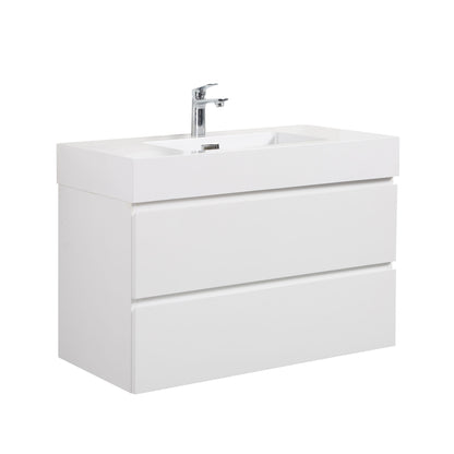 Alice - 36" Bathroom Vanity With Sink, Large Storage Wall Mounted Floating Bathroom Vanity For Modern Bathroom, One-Piece Sink Basin Without Drain And Faucet - White
